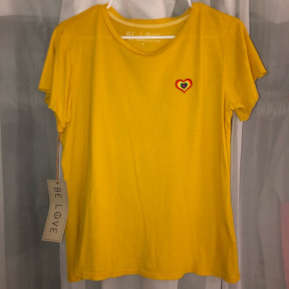 Yellow T-shirt w/ Heart Embroidered on Front